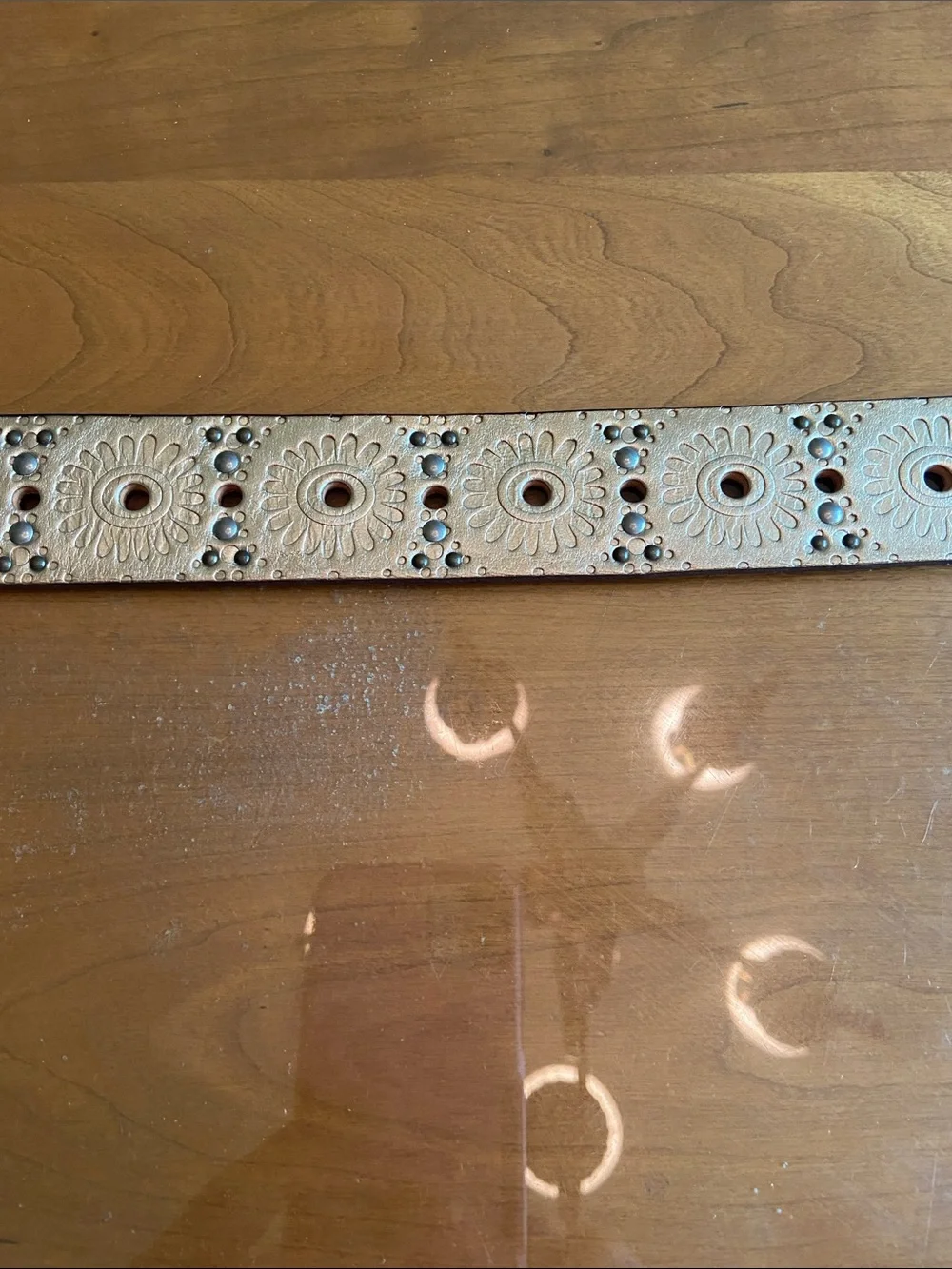 Fossil Woven Leather Accent Belt - Gold. M